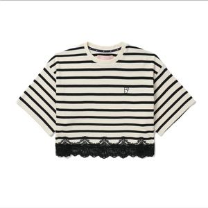 BAPY Striped Lace Hem Tee (M)